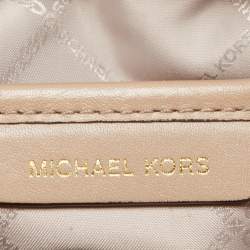 Pre Owned Michael Kors Beige Leather Amelia Top Zip Tote