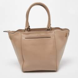 Pre Owned Michael Kors Beige Leather Amelia Top Zip Tote
