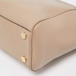 Pre Owned Michael Kors Beige Leather Amelia Top Zip Tote