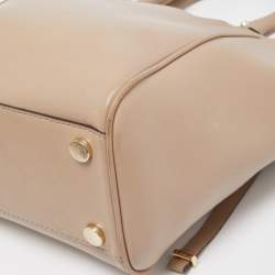 Pre Owned Michael Kors Beige Leather Amelia Top Zip Tote
