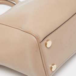 Pre Owned Michael Kors Beige Leather Amelia Top Zip Tote