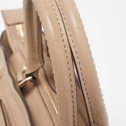 Pre Owned Michael Kors Beige Leather Amelia Top Zip Tote