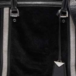 Pre Owned Michael Kors Black/Multicolor Leather and Velvet Benning Tote