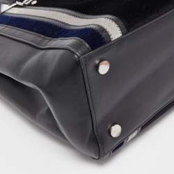 Pre Owned Michael Kors Black/Multicolor Leather and Velvet Benning Tote