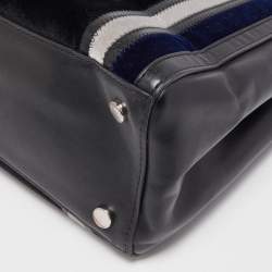 Pre Owned Michael Kors Black/Multicolor Leather and Velvet Benning Tote