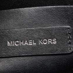 Pre Owned Michael Kors Black/Multicolor Leather and Velvet Benning Tote