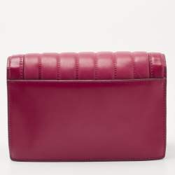 Pre Owned Michael Kors Dark Pink Striped Leather Jet Set Crossbody Bag