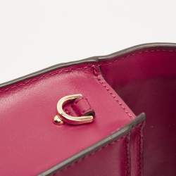 Pre Owned Michael Kors Dark Pink Striped Leather Jet Set Crossbody Bag