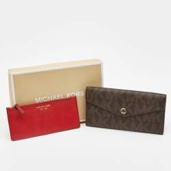 مملوكة مسبقًا Michael Kors Brown Monogram Coated Canvas Continental Wallet