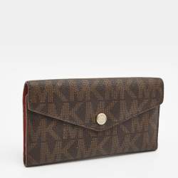 مملوكة مسبقًا Michael Kors Brown Monogram Coated Canvas Continental Wallet