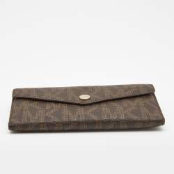 مملوكة مسبقًا Michael Kors Brown Monogram Coated Canvas Continental Wallet