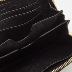 Pre Owned Michael Kors Black Saffiano Leather Jet Set Compact Wristlet Wallet