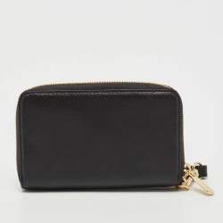 Pre Owned Michael Kors Black Saffiano Leather Jet Set Compact Wristlet Wallet