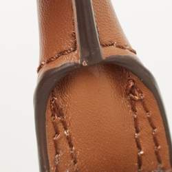 Pre Owned Michael Kors Brown/Off White Signature Coated Canvas and Leather Avril Satchel