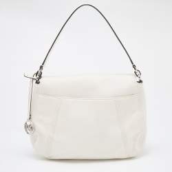 Pre Owned Michael Kors Off White Leather Medium Bedford Top Handle Bag