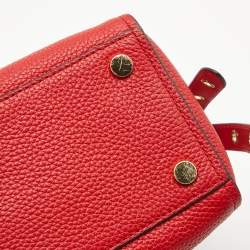 Pre Owned Michael Kors Red Leather Medium Studded Bristol Top Handle Bag