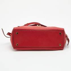 Pre Owned Michael Kors Red Leather Medium Studded Bristol Top Handle Bag