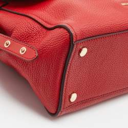 Pre Owned Michael Kors Red Leather Medium Studded Bristol Top Handle Bag