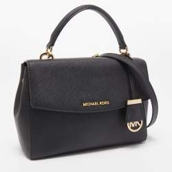 Pre Owned Michael Kors Black Leather Small Ava Top Handle Bag