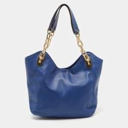 مملوكة مسبقًا MICHAEL Michael Kors Blue Leather Lilly Tote
