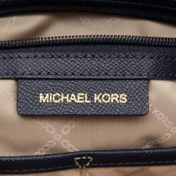 Pre Owned Michael Kors Blue Leather Jet Set Tote