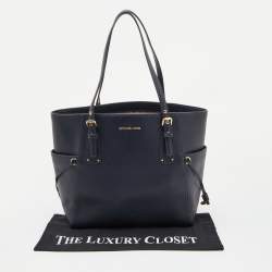 Pre Owned Michael Kors Blue Leather Jet Set Tote