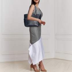 Pre Owned Michael Kors Blue Leather Jet Set Tote