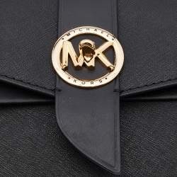 Pre Owned Michael Kors Black Leather Medium Greenwich Shoulder Bag