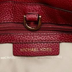 Pre Owned Michael Kors Red Leather Medium Studded Bristol Top Handle Bag