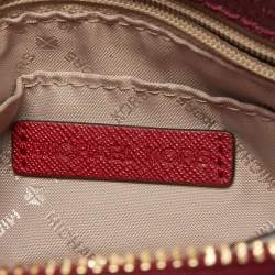 Pre Owned Michael Kors Red Glitter Fabric XS Savannah Top Handle Bag