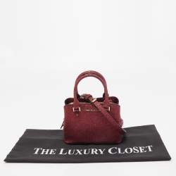 Pre Owned Michael Kors Red Glitter Fabric XS Savannah Top Handle Bag