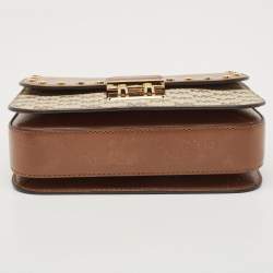 Pre Owned Michael Kors Beige/Brown Signature Coated Canvas and Leather Medium Sloan Studded Bag