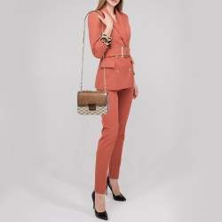 Pre Owned Michael Kors Beige/Brown Signature Coated Canvas and Leather Medium Sloan Studded Bag