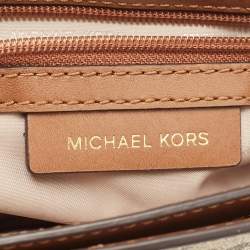 Pre Owned Michael Kors Beige/Brown Signature Coated Canvas and Leather Medium Sloan Studded Bag
