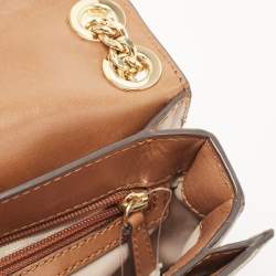 Pre Owned Michael Kors Beige/Brown Signature Coated Canvas and Leather Medium Sloan Studded Bag