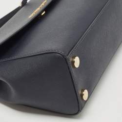 Pre Owned Michael Kors Navy Blue Saffiano Leather Small Ava Top Handle Bag