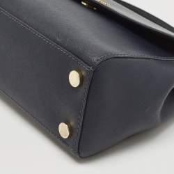 Pre Owned Michael Kors Navy Blue Saffiano Leather Small Ava Top Handle Bag