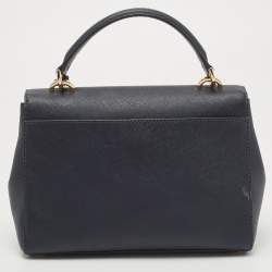 Pre Owned Michael Kors Navy Blue Saffiano Leather Small Ava Top Handle Bag