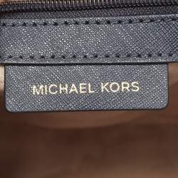 Pre Owned Michael Kors Navy Blue Saffiano Leather Small Ava Top Handle Bag
