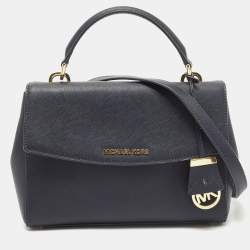 Pre Owned Michael Kors Navy Blue Saffiano Leather Small Ava Top Handle Bag