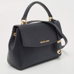 Pre Owned Michael Kors Navy Blue Saffiano Leather Small Ava Top Handle Bag
