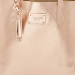 Pre Owned Michael Kors Rose Gold Leather Tassel Shopper Tote
