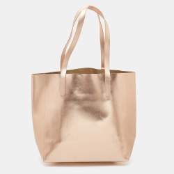 Pre Owned Michael Kors Rose Gold Leather Tassel Shopper Tote