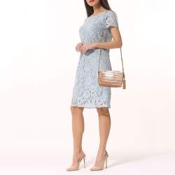 Pre Owned Michael Kors Brown Croc Embossed Leather Medium Ginny Crossbody Bag