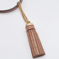 Pre Owned Michael Kors Brown Croc Embossed Leather Medium Ginny Crossbody Bag