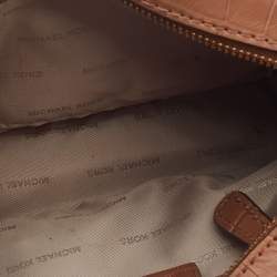 Pre Owned Michael Kors Brown Croc Embossed Leather Medium Ginny Crossbody Bag