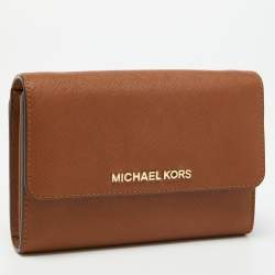 Pre Owned Michael Kors Brown Leather Flap Wallet
