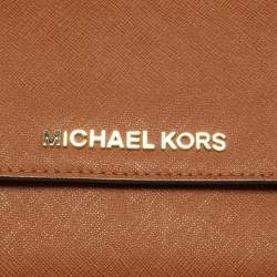 Pre Owned Michael Kors Brown Leather Flap Wallet