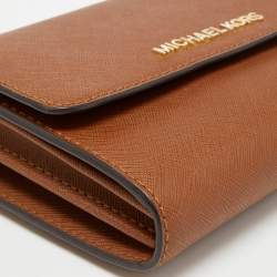 Pre Owned Michael Kors Brown Leather Flap Wallet