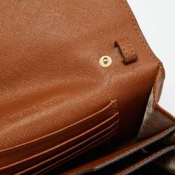 Pre Owned Michael Kors Brown Leather Flap Wallet